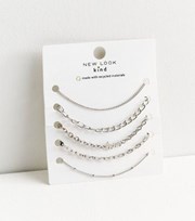 New Look 5 Pack Silver Love Chain Bracelets